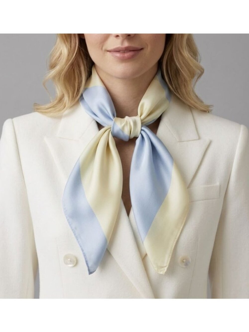 ⭐Luxurious Soft Silky Square Scarf Versatile Stylish Elegant Bandana Beige BLUE